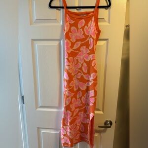 Hanauma bae bodycon midi dress - orange/pink. Great for summer!